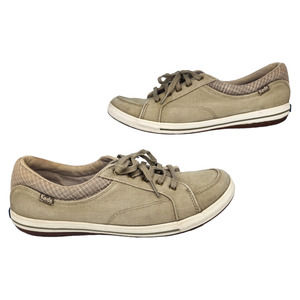 Keds Shoes Womens 8.5 Tan Canvas Lace Up Tie Sneakers Comfy Comfort Ortholite